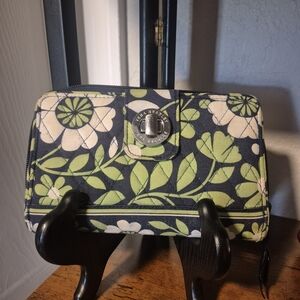 Vera Bradley Green Floral Zip Wallet